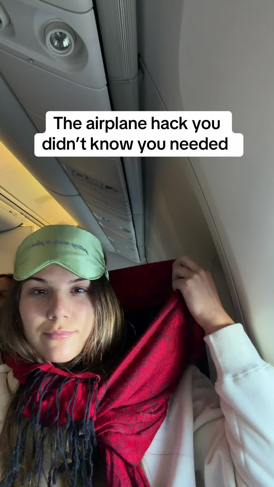 The trick go actually being able to sleep on a long haul flight in economy   #airplane #hack #traveltips 
