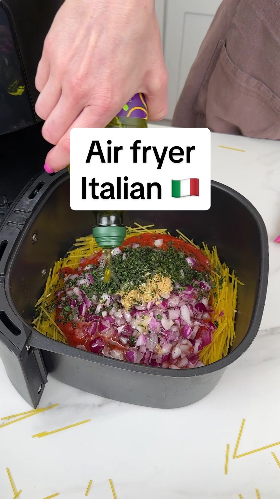 Easy air fryer Italian dinner #food #foodie #yum #yylummy #cooking #home #italian #recipe #family #love #viral #fyp #foryou #usa #america 