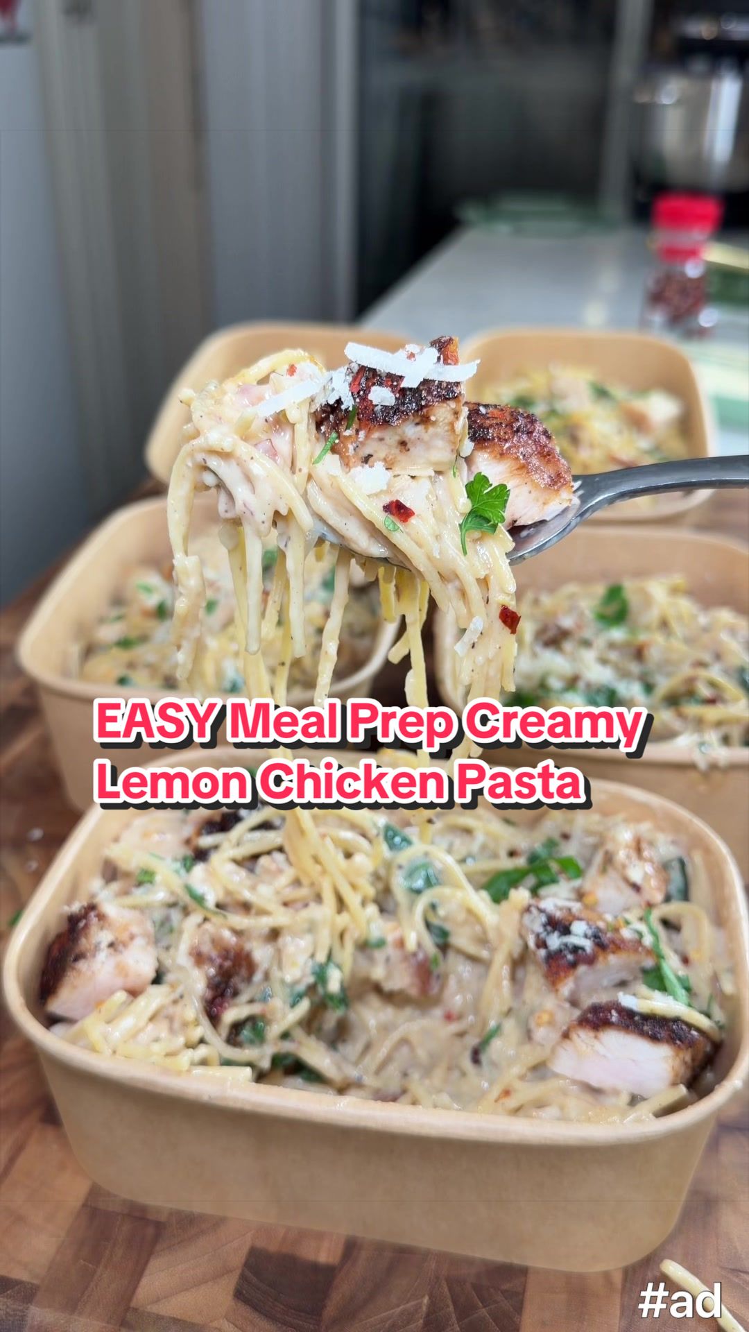 #ad Partnering with @Bertolli again for an easy meal prep recipe that actually hits 🍋🤍 This creamy lemon chicken pasta is high protein, easy to make in bulk, and perfect for multiple servings throughout the week. Made with Bertolli Family Size Alfredo Sauce for a rich, creamy base made with fresh cream and aged Parmesan cheese. #Bertolli #MealPrep #easydinnerideas #OnePotPasta 