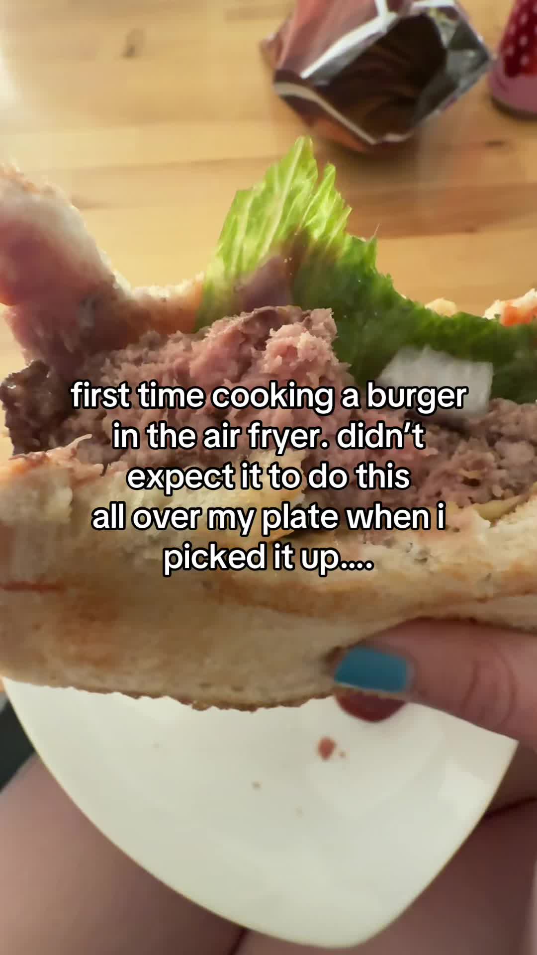 I was almost terrified to take the first bite #airfyer #burgerseason #airfryerfood #fypage #trending 