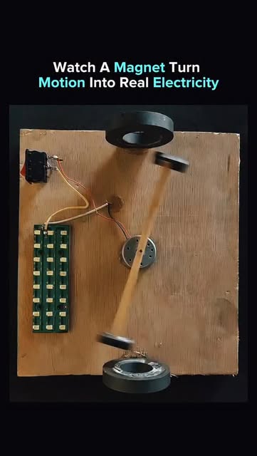 A few simple parts, a spinning magnet, a coil, and a tiny lamp, show one of the most powerful principles in physics: electromagnetic induction.
 This is how every generator works: motion turns into electricity through magnetic fields.
 It WON’T make “free energy,” but it perfectly shows how movement becomes power, the same force that lights our cities, charges our devices, and runs our world.

Follow for daily breakthroughs at the intersection of AI and technology. ➕ @deepen.ai Unlock your FREE 100+ Prompt Anatomy to brainstorm, create & scale faster ⚙ link in bio!

 #techinnovation #engineering #aiandtech #futureofenergy #sciencenews