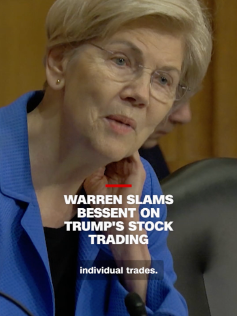During a Senate Finance Committee hearing on Wednesday, Sen. Elizabeth Warren (D-MA) pressed Treasury Secretary Scott Bessent on his call to ban Congress members from stock trading while refusing to say whether or not he supports similar restrictions for the president.
