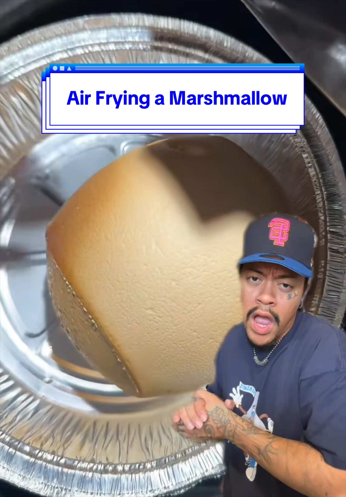 Airfrying a Marshmallow! shoutout @DailyDelights for the inspo #airfryer #marshmallow #smores #airfryerrecipes #sweettreats 