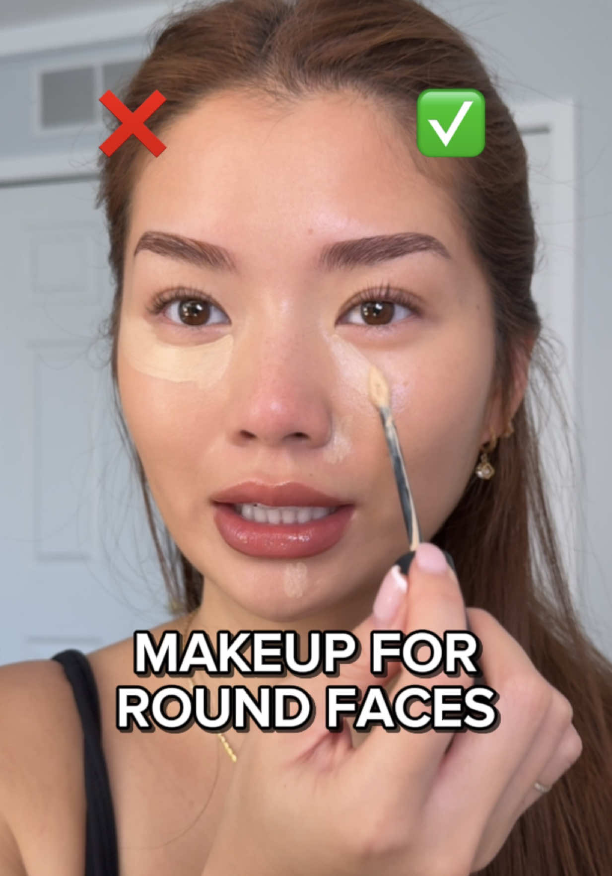 do’s & don’ts for MAKEUP FOR ROUND FACES 🌝  🥝 PRODUCTS 🥝 @Shop MAKE Beauty mimetic concealer @Westman-Atelier face trace cream contour stick in biscuit  @Saie dew liquid blush in cutie ib: @lenkalul @Aylen Park  #makeup #makeuptips #makeuphacks #contour #blush